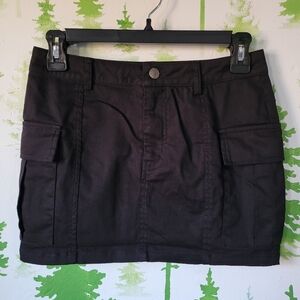 Black Cargo Mini Skirt.